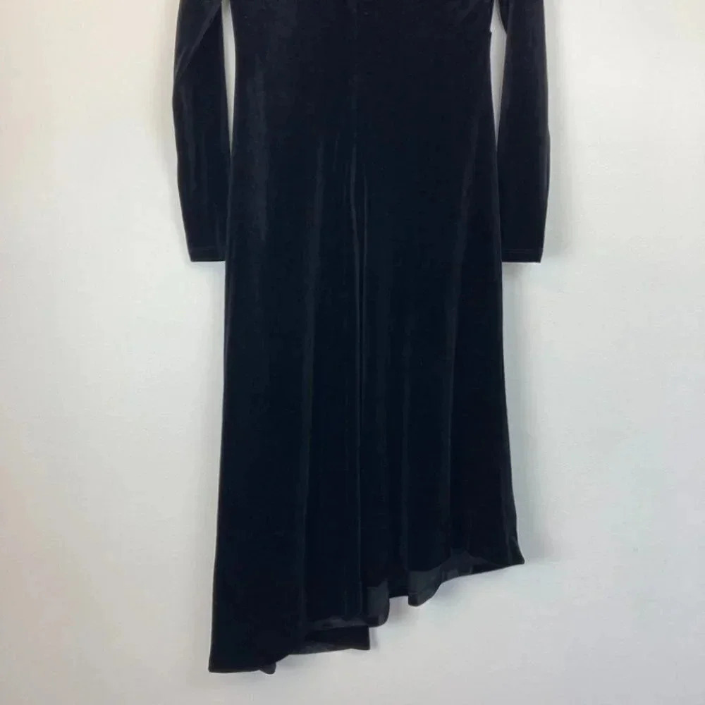 Halston Bell Velvet Dress Dark Romantic‎ Whimsygoth Mock Neck Dramatic Hem - Picture 8 of 10